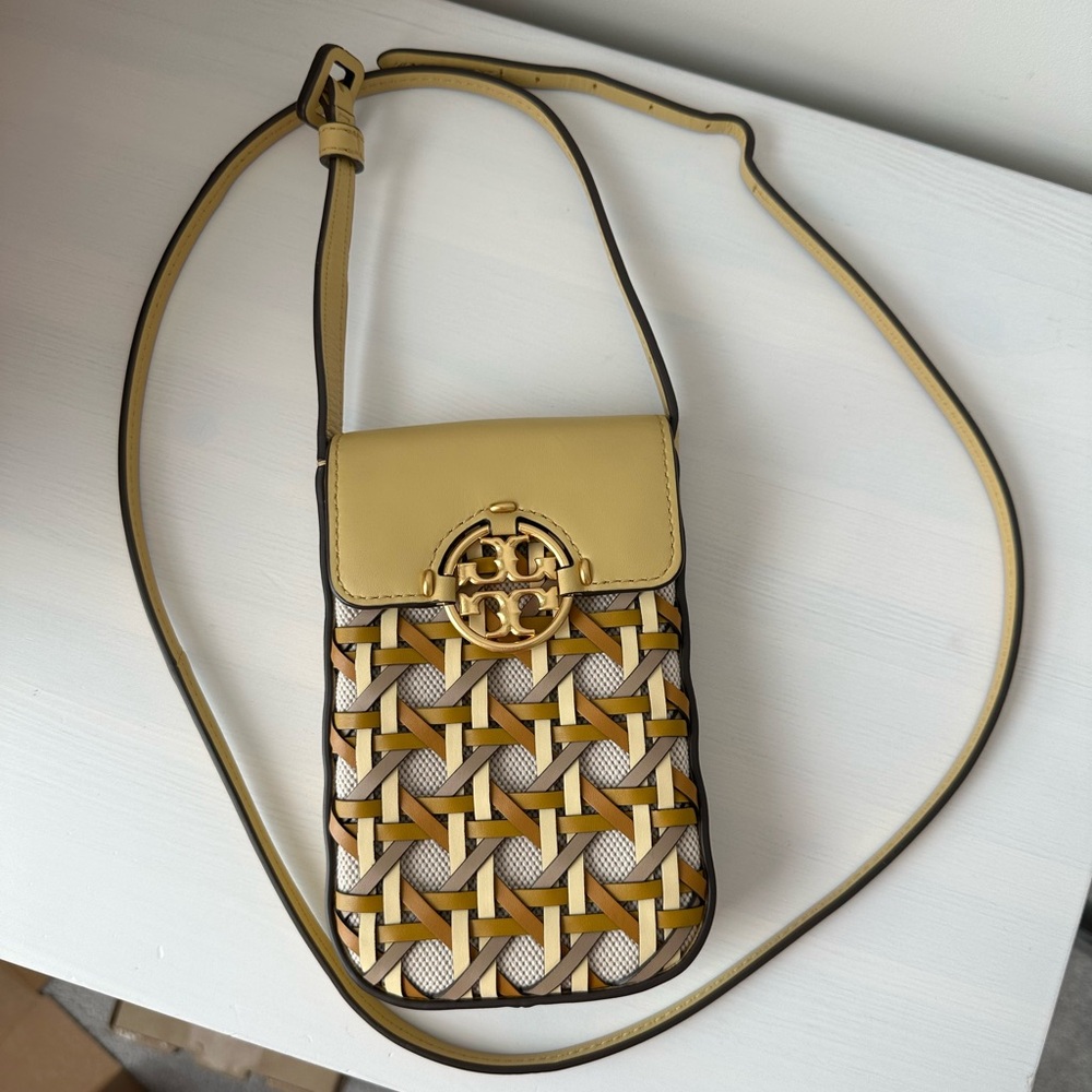 Tory Burch miller basket weave phone crossbody bag